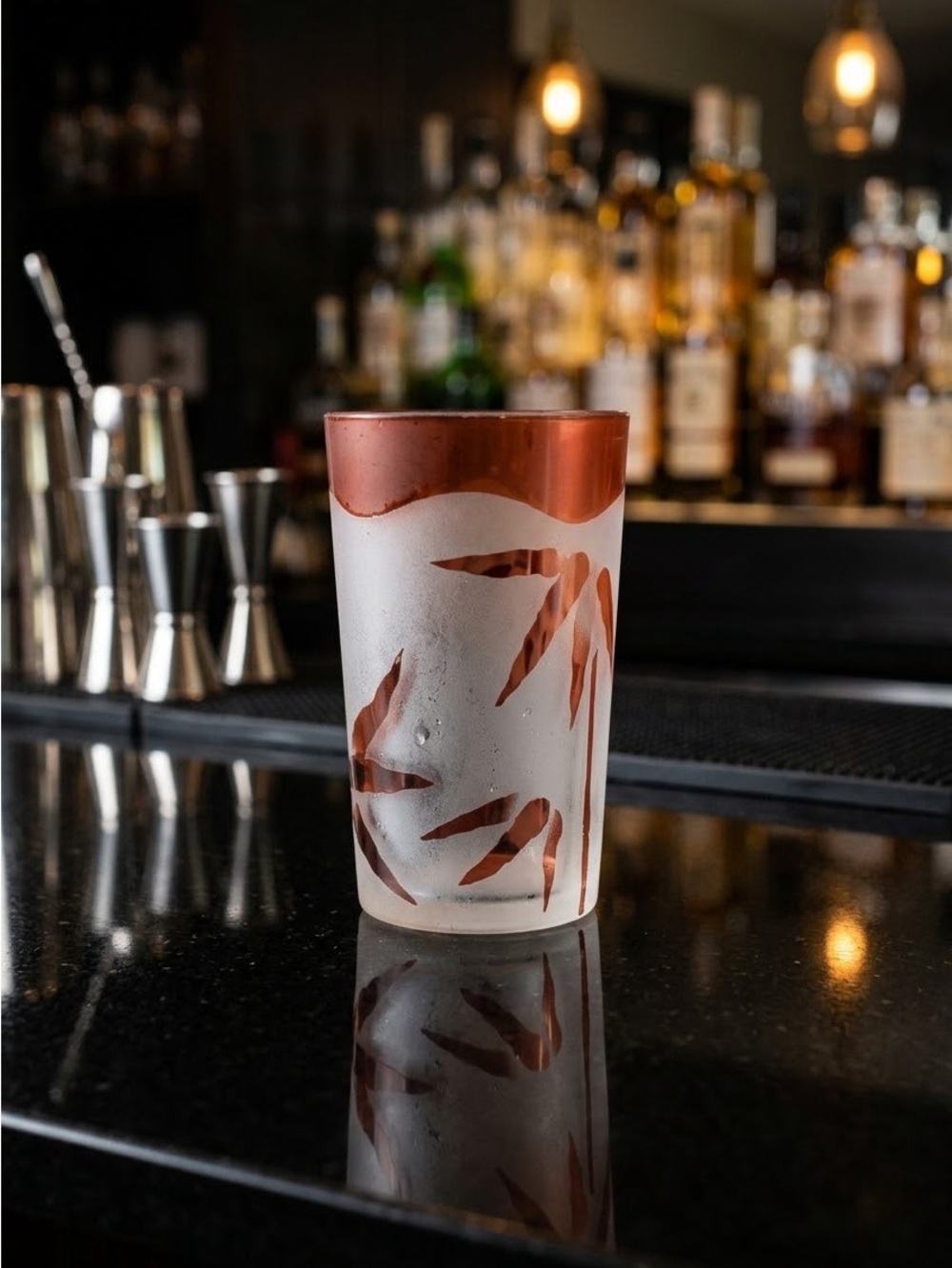 Noritake Ruby Red Flash Frosted Glass Bamboo Glass